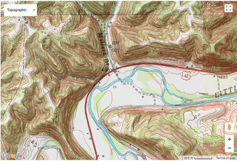 Topo map of Miller's Branch, Trimble County, Google Maps