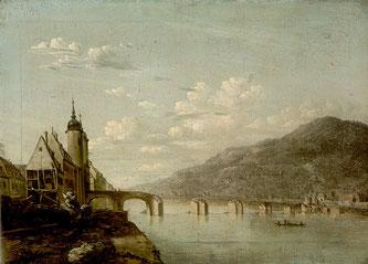 Ferdinand Kobell: Alte Brücke in Heidelberg (1789)