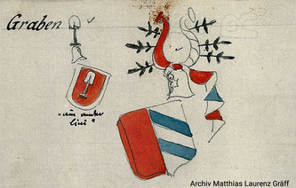 Coat of arms Von Graben, both variantes; originally from an italian archiv, collection Matthias Laurenz Gräff (Austria)