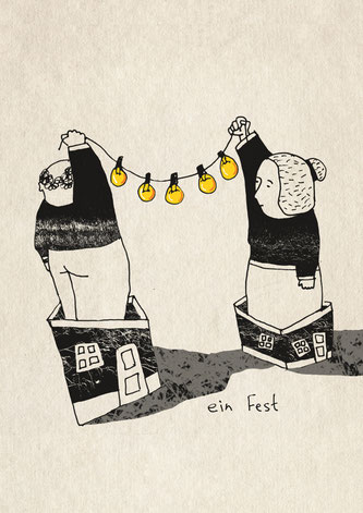 Illustration: "ein Fest" von Mehrdad Zaeri