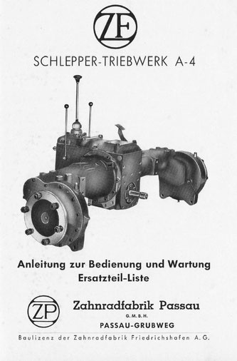 Getriebe ZF A4 - Anleitung zur Bedienung und Wartung, Ersatzteilliste