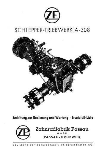 Getriebe ZFA208 - Anleitung zur Bedeinung und Wartung, Ersatzteiliste