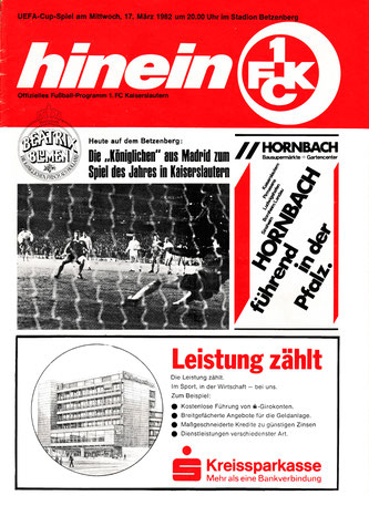 Das Stadionheft "Hinein" zum Rückspiel gegen Real Madrid (Foto: Archiv Eric Lindon)