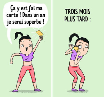 Quand je m'inscris à la salle de sport vs trois mois plus tard