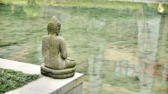 Buddha-Statue an einem Teich