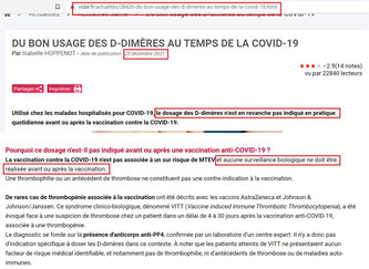 Vidal : du bon usage des D-Dimères au temps de la COVID-19