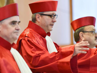 Andreas Voßkuhle, Präsident des Bundesverfassungsgerichts, spricht in Karlsruhe. Foto: Uwe Anspach
