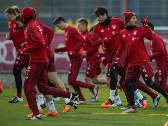Die Bayern-Spieler beim ersten Training in München. Foto: Matthias Balk