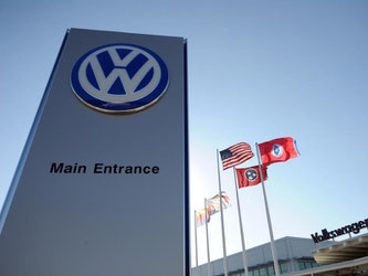 Der Haupteingang der Volkswagen Fabrik in Chattanooga. Foto: Erik S. Lesser