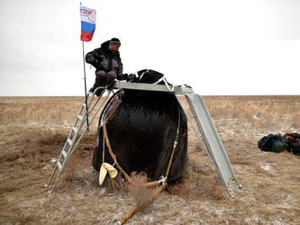 Bei leichten Minustemperaturen landete die Kapsel in Kasachstan. Foto: Kirill Kudryavtsev