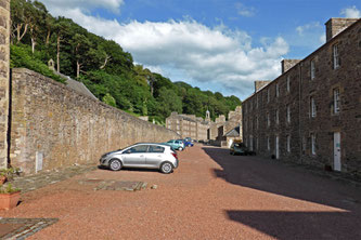 Our hire car, parked outside our accommodation at New Lanark, Scotland 