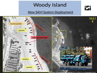Die Satellitenaufnahme zeigt mutmaßliche chinesische Raketenstellungen auf Woody Island, der größten Paracel-Insel. Foto: Imagesat International N.V/Archiv