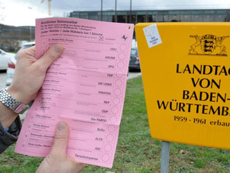 Stimmzettel zur Landtagswahl 2016. Foto: Franziska Kraufmann