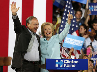 Hillary Clinton hat sich Tim Kaine als ihre Nummer 2 ausgesucht. Foto: Rhona Wise