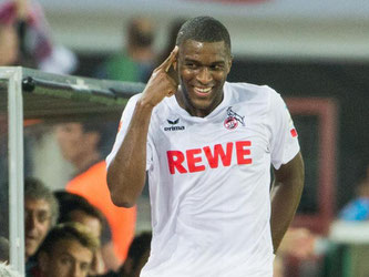 Anthony Modeste trifft gegen den Aufsteiger zweimal per Kopf. Foto: Rolf Vennenbernd