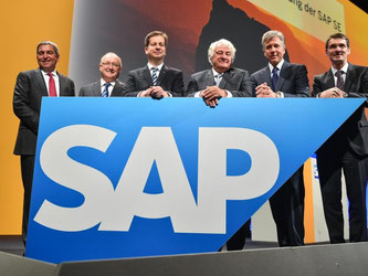 Die Vorstandsmitglieder des Softwarekonzerns SAP. Foto: Uwe Anspach