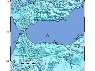 Eine Grafik der US-Erdbebenwarte USGS zeigt das Zentrum des Bebens 160 Kilometer südöstlich von Gibraltar. Foto: USGS