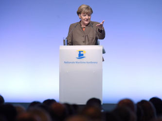 Bundeskanzlerin Angela Merkel in Bremerhaven bei der Eröffnung der 9. Nationalen Maritimen Konferenz. Foto: Carmen Jaspersen
