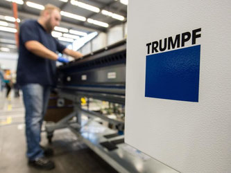 Das Logo des Maschinenbauers Trumpf. Foto: Wolfram Kastl/Archiv