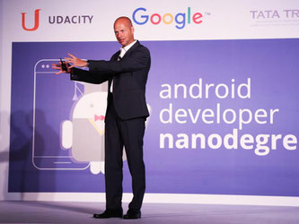 Sabastian Thrun wirbt für seine Lernplattform Udacity. Auch in Deutschland sollen nun Kurse angeboten werden. Foto: Jagadeesh Nv