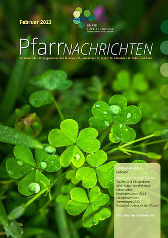 Foto der Titelseite der Pfarrnachrichten für den Monat Februar 2023