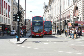 Double-decker Buses on Piccadilly Circus