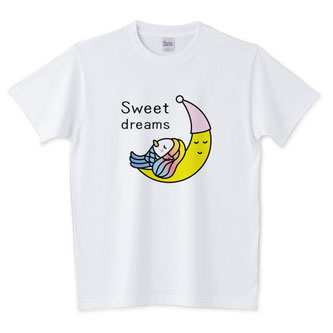 かわいいTシャツアマビエと三日月イラスト＆デザイン作成Sweet dreams
