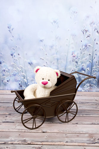 Spielzeugkinderwagen mit Teddybär