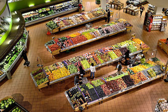 Blick in den Supermarkt von oben
