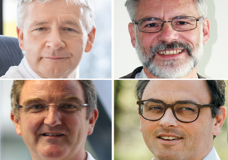 im Uhrzeigersinn von links oben: Prof. Marx, Prof. Schuppert, Prof. Karagiannidis, Prof. Weber-Carstens im Uhrzeigersinn von links oben: Daniel Carreño, privat, Kliniken Köln - Felix Schmitt, privat