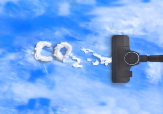 Bei «Mining the Atmosphere» geht es darum, überschüssiges CO2 aus der Atmosphäre zu entfernen. Illustration: Empa