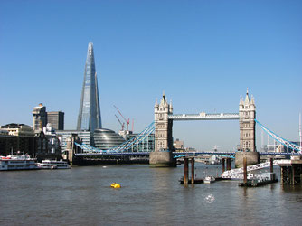 Sehenswürdigkeiten Europa: England. Im Bild: London mit Themse, TowerBridge und The Shard (Shard London Bridge).