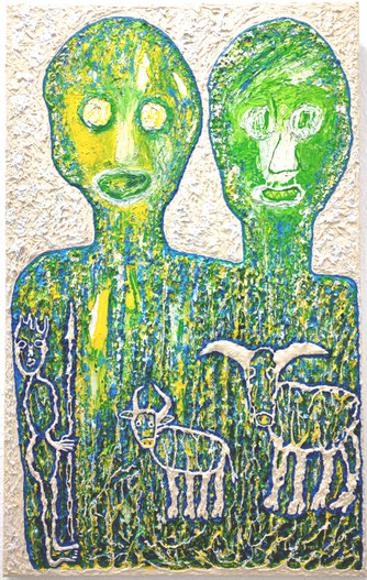 Moi et Toi 3: Acryl und Spachtelmasse auf Leinwand, 80 x 50 cm, 2020+2021