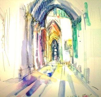 cathedrale saint-gatien, severine saint-maurice, lescerclesdelumiere.com, dessin, dessin en plein air