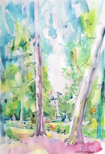 jardin des prebendes, severine saint-maurice, lescerclesdelumiere.com, dessin, dessin en plein air