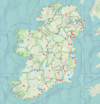 Carte des whiskey d'Irlande