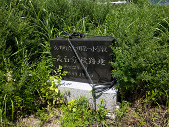 草むらの中にひっそりとある記念碑