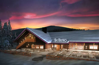 Massivholzhaus - Ski Bistro im Blockhaus - Große und kleine Blockhäuser aus Finnland - Holzhäuser in ökologischer Blockbauweise - Finnische Holzhäuser in echter Blockbauweise