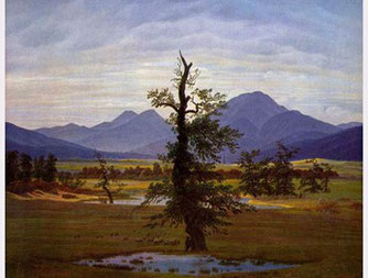 Caspar David Friedrich: Der einsame Baum (Staatl. Museen Berlin, Nationalgalerie) Bildnachweis: Themenpark Landschaft und Heimat, Hrsg.: Landeszentrale für Umweltaufklärung Rheinland-Pfalz; 2007