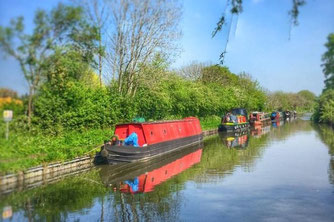 Boats Moored by the Navigation Inn Lapworth