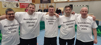 Die 1. Mannschaft der SG 03 Mitlechtern, Meister der Bezirksklasse Gr. 2 in der Saison 25/26: v.l.n.r. Andreas Lautenbach, Christian Zeeb(MF), Miles Rettig, Thomas Klotz, Matthias Schork