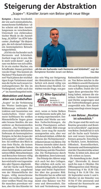 Joram von Below, scape, scapes, Kunst Malerei zeitgenössische Kunst Kempten Allgäu, Kunstgärtnerei Stiftstadt, Allgäuer Zeitung, Harald Holstein