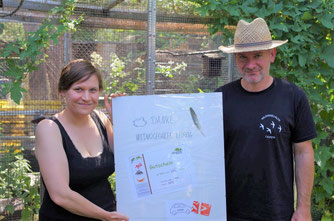 Übergabe der Spenden an die Wildvogelhilfe Leipzig. Foto: NABU Leipzig