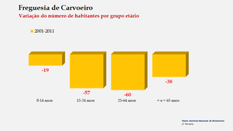 Carvoeiro - Variação da estrutura etária