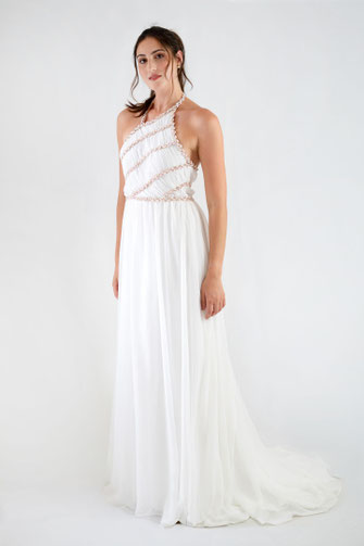 Robe de mariée en mousseline et dos nu