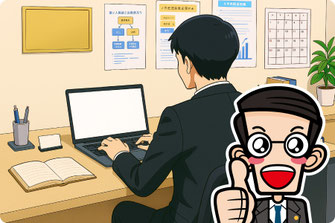 【挿絵イラスト】各種申請書類の作成（建設業許可申請代行の流れ）