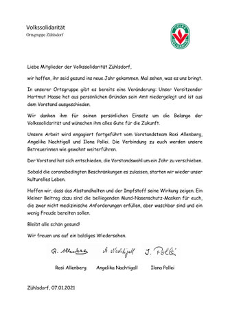 Vorstandsbrief 2021