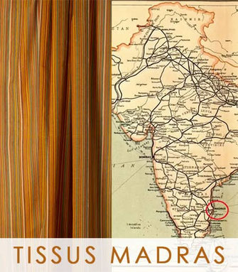 Tissu madras en coton, tissus tissés en Inde près de la ville de Madras ou Chennaï.