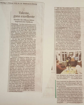 Artikel über die 7. Offene Bühne in der Süddeutschen Zeitung