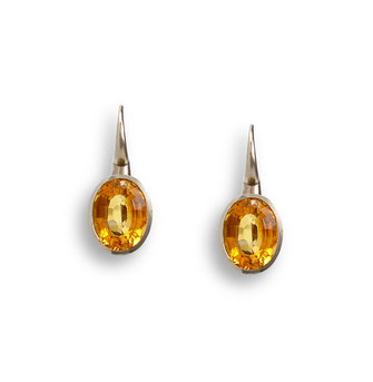 Weissgold Ohrhänger Citrine oval